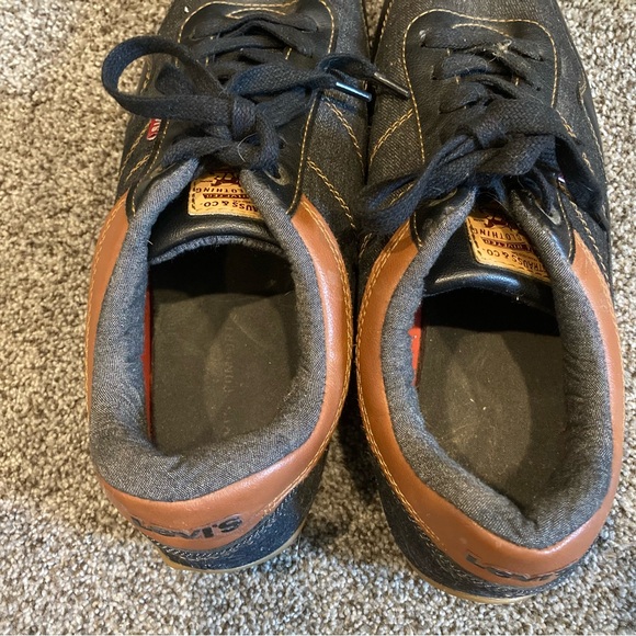 Levi Strauss Black Denim Sneakers Canvas Lace Up Boat Shoe Red Tab Men’s Size 13 - Picture 9 of 10